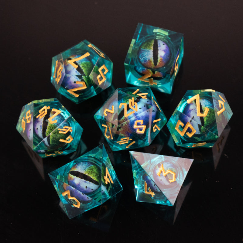 Load image into Gallery viewer, Rainbow Sea Dragon Liquid Core Dice Set
