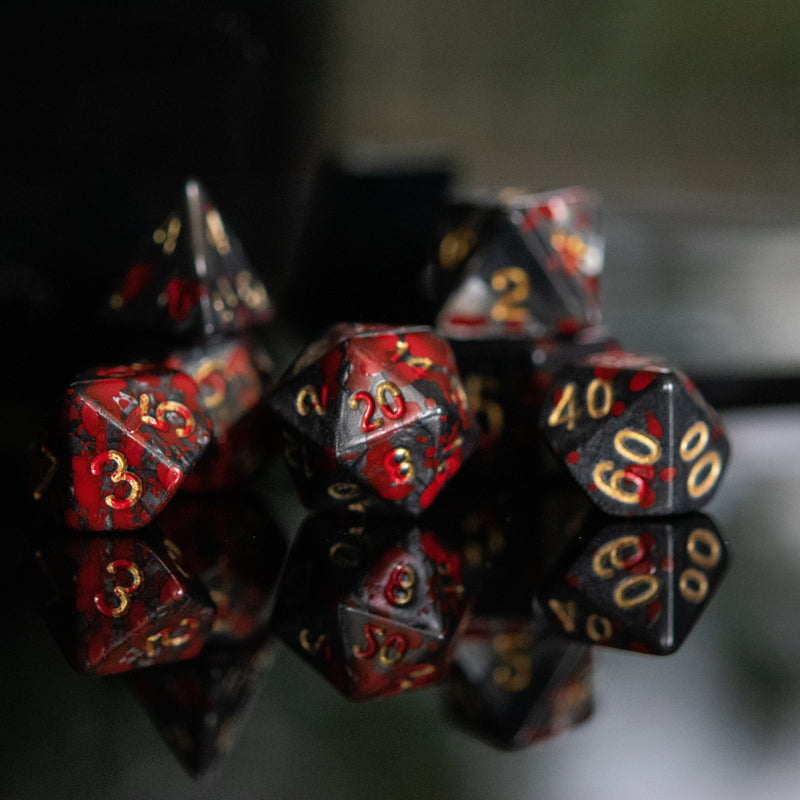 Load image into Gallery viewer, Blood and Iron Acrylic Dice Set
