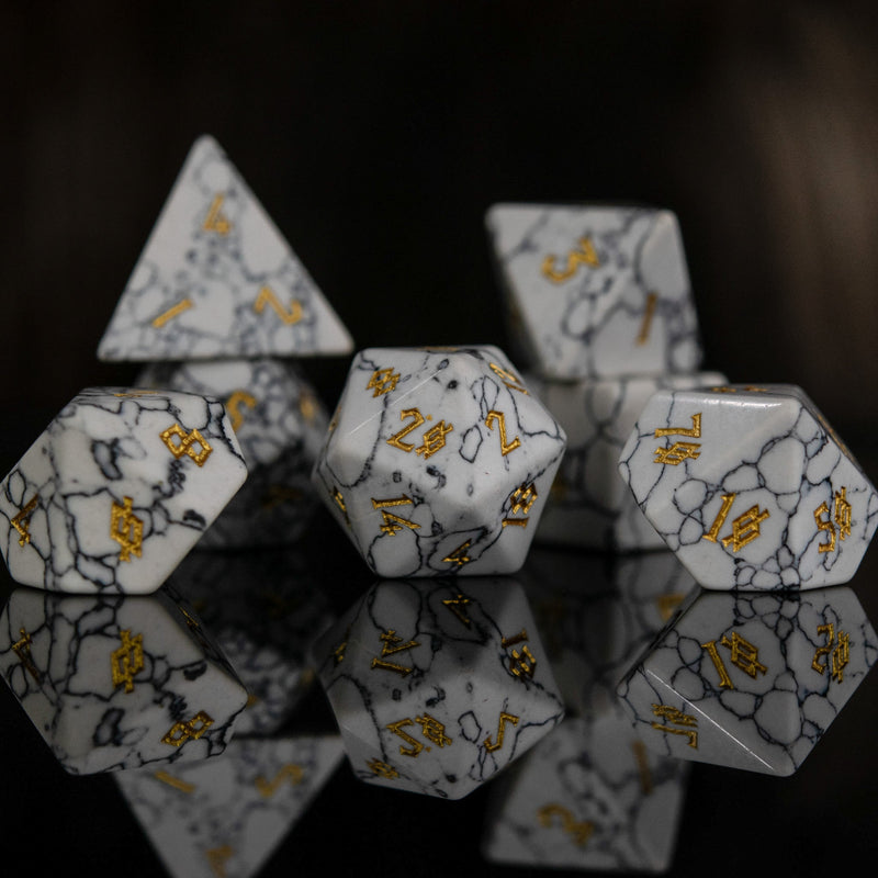 Load image into Gallery viewer, White Howlite Stone Dice Set
