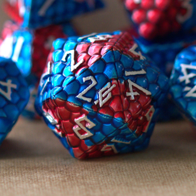 Load image into Gallery viewer, Fire and Ice Dragon&#39;s Egg Metal Dice Set
