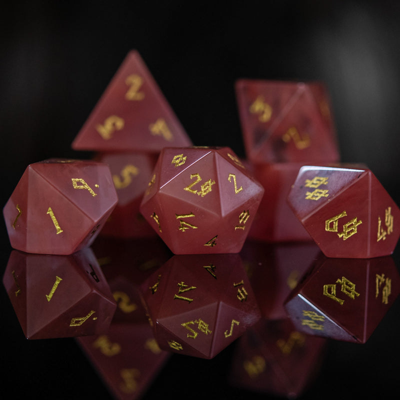 Load image into Gallery viewer, Strawberry Quartz Stone Dice Set
