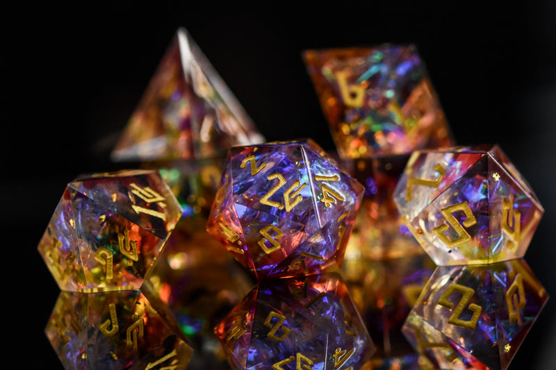 Load image into Gallery viewer, Ethereal Light Sharp-Edged Resin Dice Set
