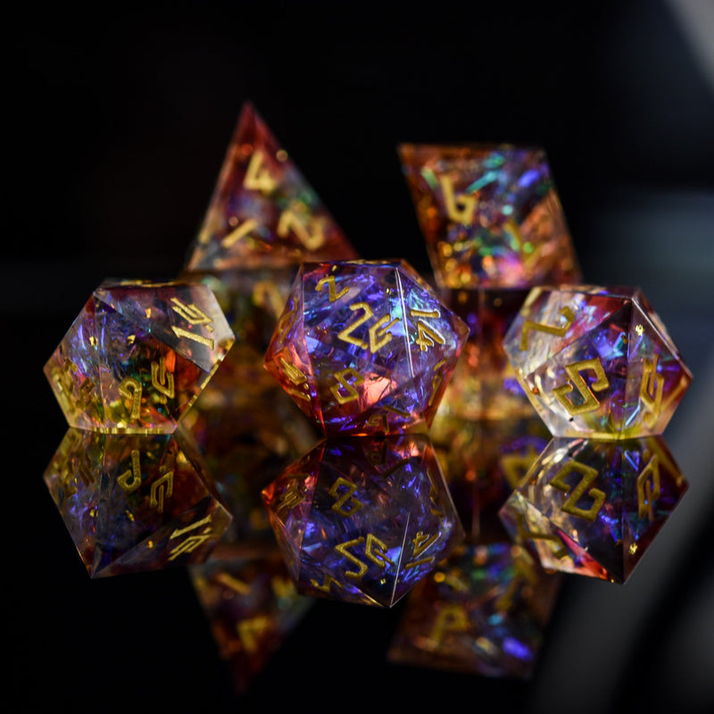 Load image into Gallery viewer, Ethereal Light Sharp-Edged Resin Dice Set
