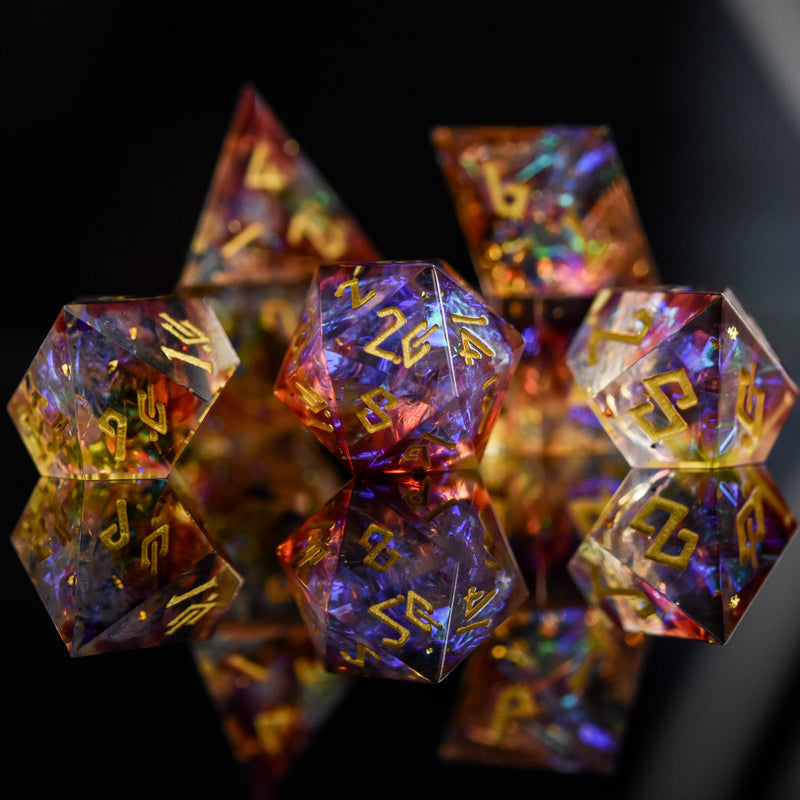 Load image into Gallery viewer, Ethereal Light Sharp-Edged Resin Dice Set
