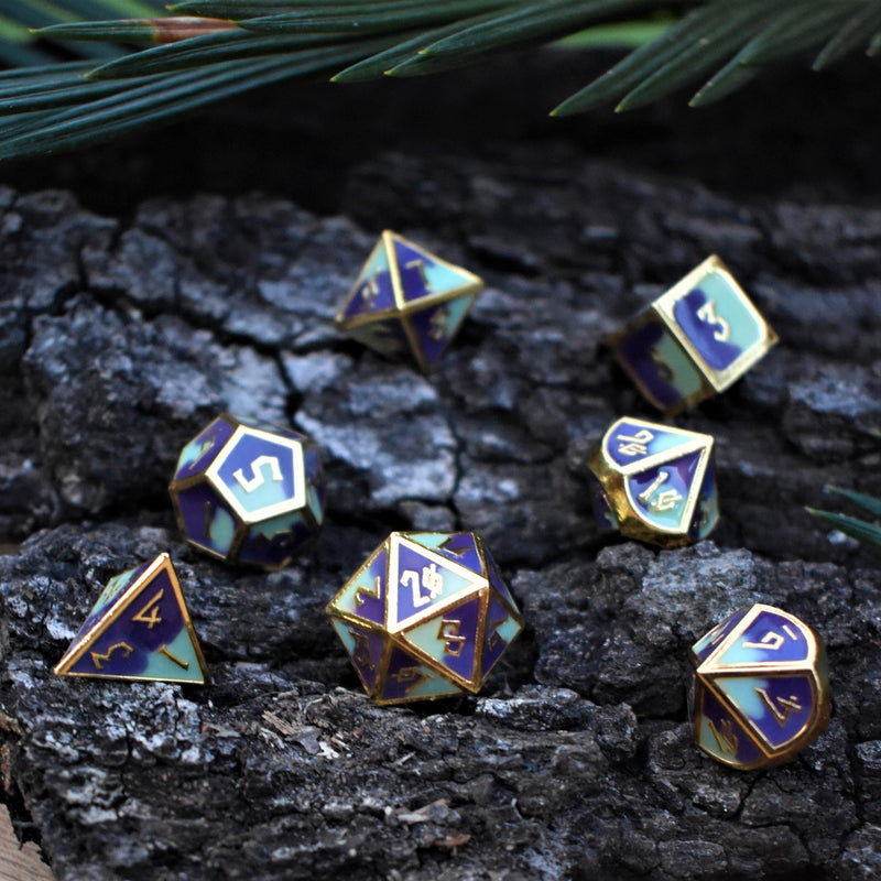 Load image into Gallery viewer, Succulent &amp; Lavender Metal Dice Set
