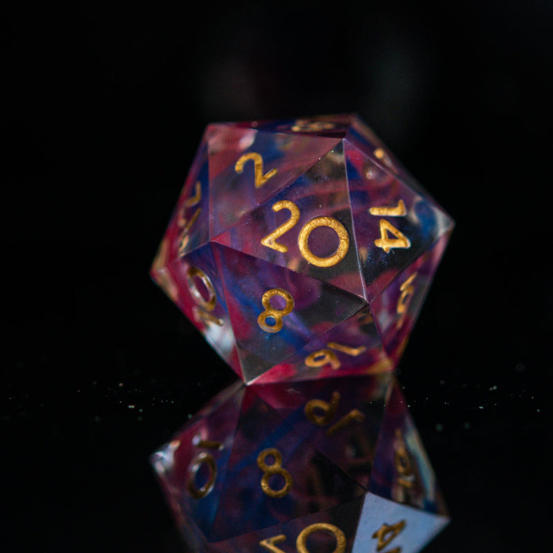 Load image into Gallery viewer, Plasma Gold Sharp-Edged Resin Dice Set
