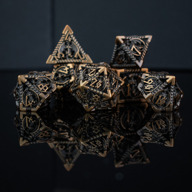 Load image into Gallery viewer, Dragonguard Hollow Metal Dice Set - Bronze
