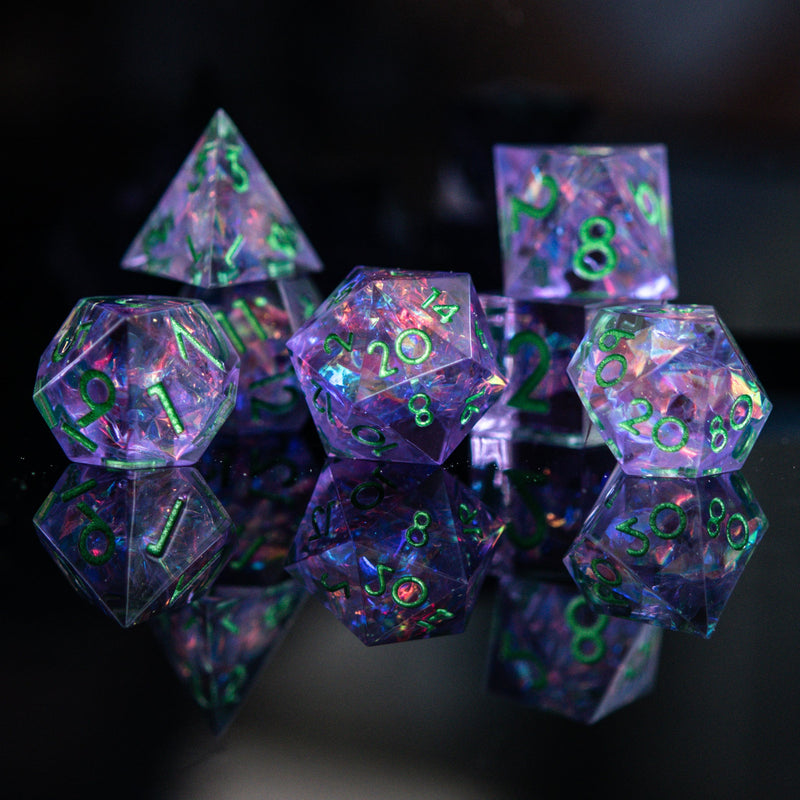 Load image into Gallery viewer, Galactic Shatter Sharp-Edged Resin Dice Set
