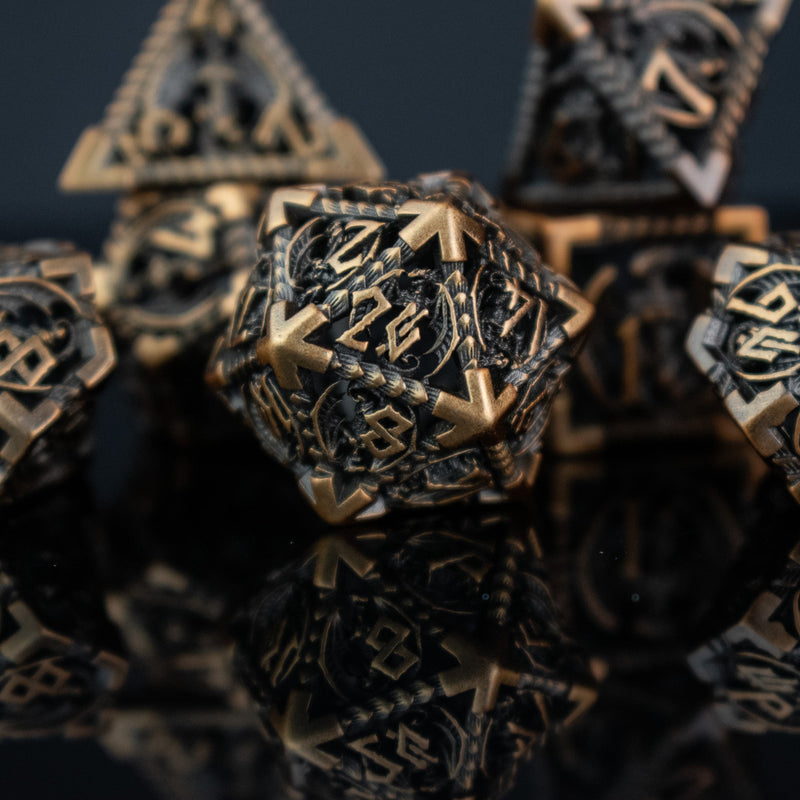 Load image into Gallery viewer, Dragonguard Hollow Metal Dice Set - Bronze
