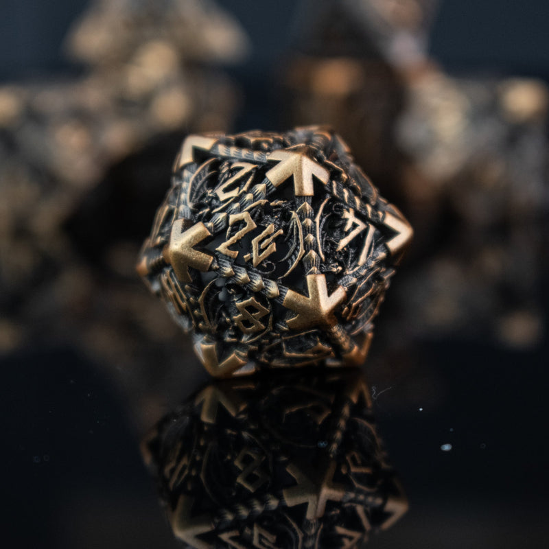 Load image into Gallery viewer, Dragonguard Hollow Metal Dice Set - Bronze
