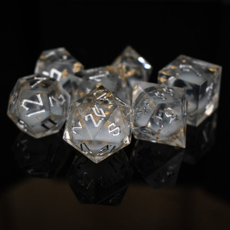 Load image into Gallery viewer, Golden Ashes Liquid Core Dice Set
