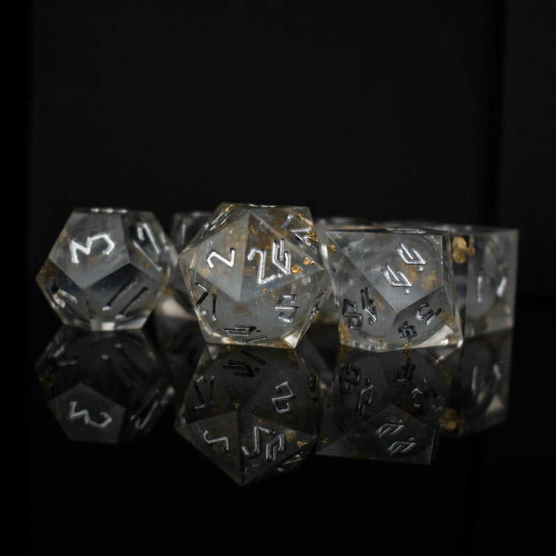 Load image into Gallery viewer, Golden Ashes Liquid Core Dice Set
