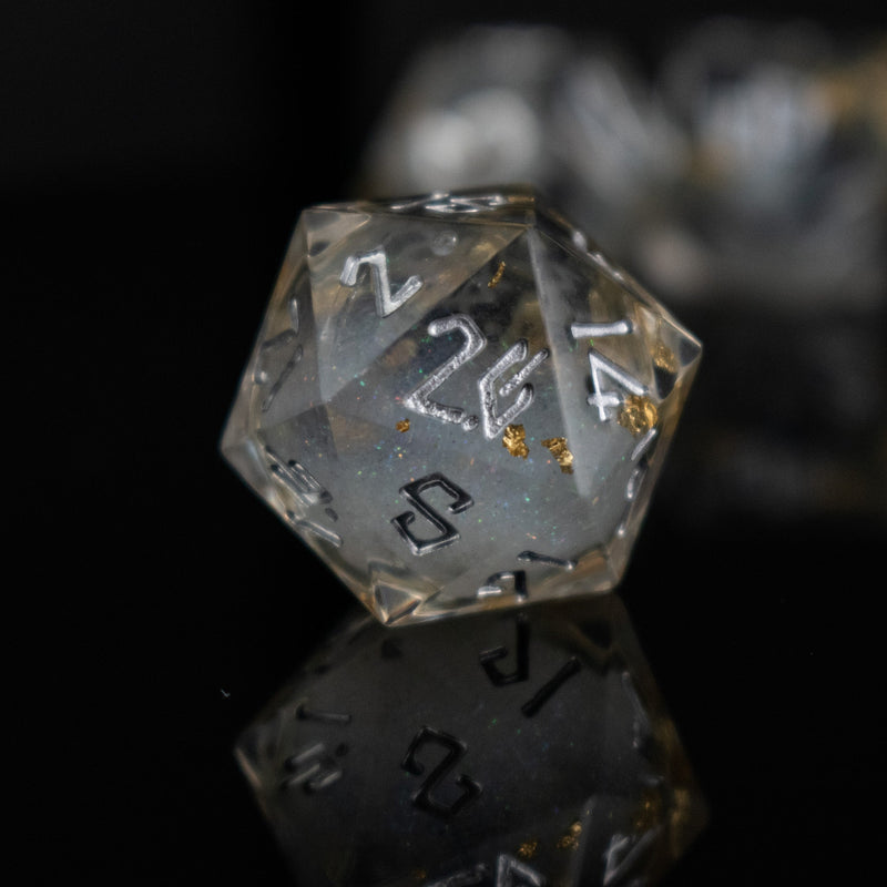 Load image into Gallery viewer, Golden Ashes Liquid Core Dice Set
