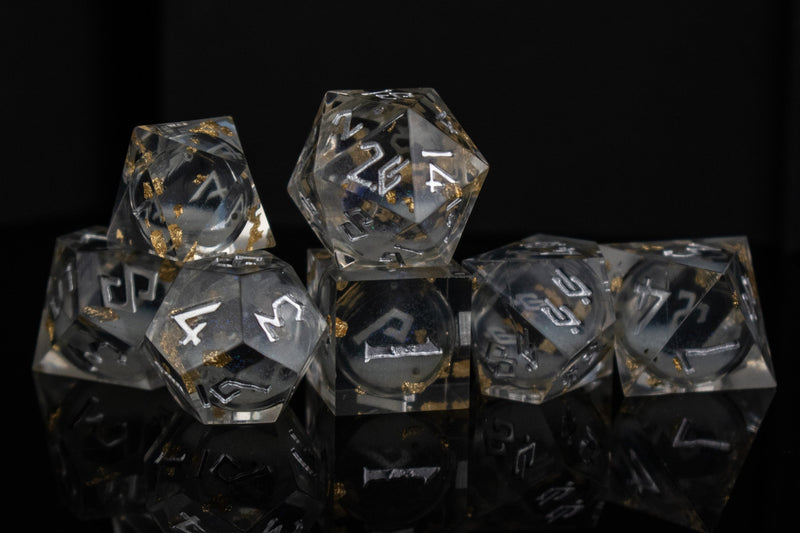 Load image into Gallery viewer, Golden Ashes Liquid Core Dice Set
