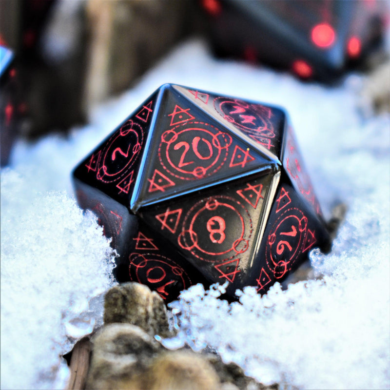 Load image into Gallery viewer, Spellcaster Obsidian Stone Dice Set
