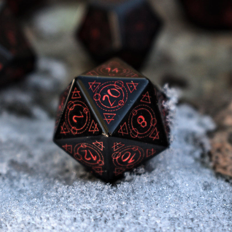 Load image into Gallery viewer, Spellcaster Obsidian Stone Dice Set
