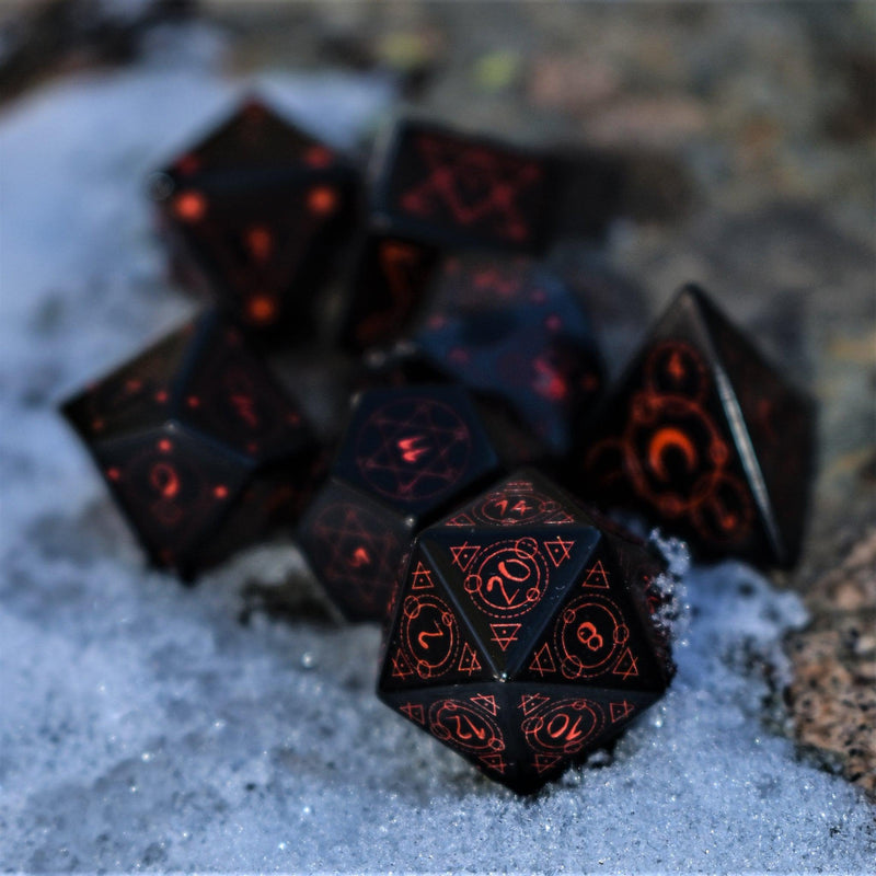 Load image into Gallery viewer, Spellcaster Obsidian Stone Dice Set
