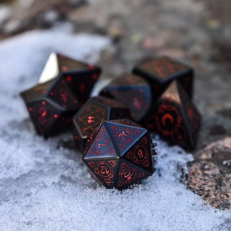 Load image into Gallery viewer, Spellcaster Obsidian Stone Dice Set
