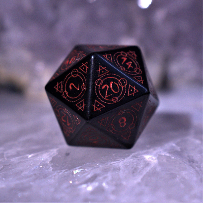 Load image into Gallery viewer, Spellcaster Obsidian Stone Dice Set
