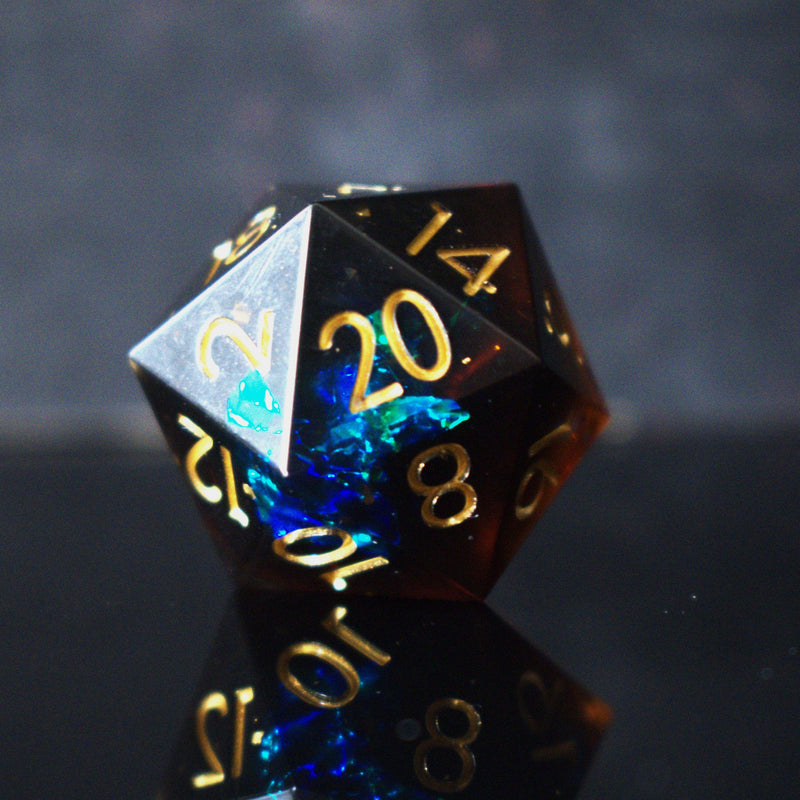 Load image into Gallery viewer, Hellish Rebuke Sharp-Edged Resin Dice Set
