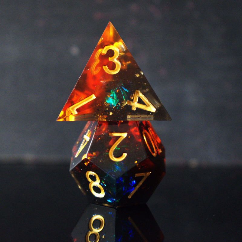 Load image into Gallery viewer, Hellish Rebuke Sharp-Edged Resin Dice Set
