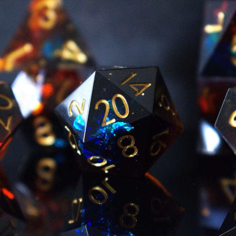 Load image into Gallery viewer, Hellish Rebuke Sharp-Edged Resin Dice Set
