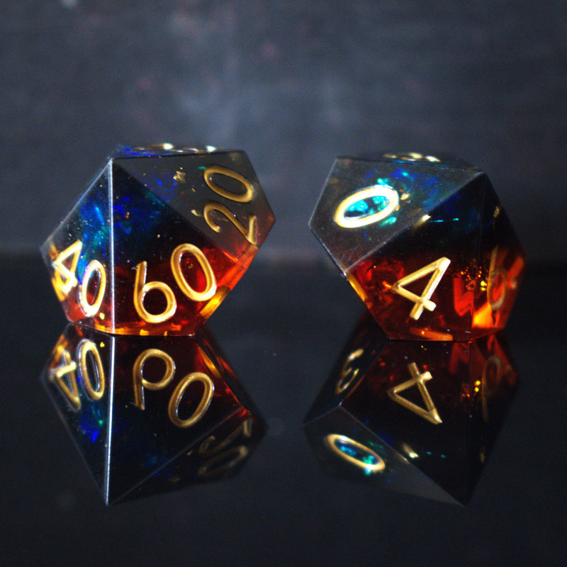 Load image into Gallery viewer, Hellish Rebuke Sharp-Edged Resin Dice Set
