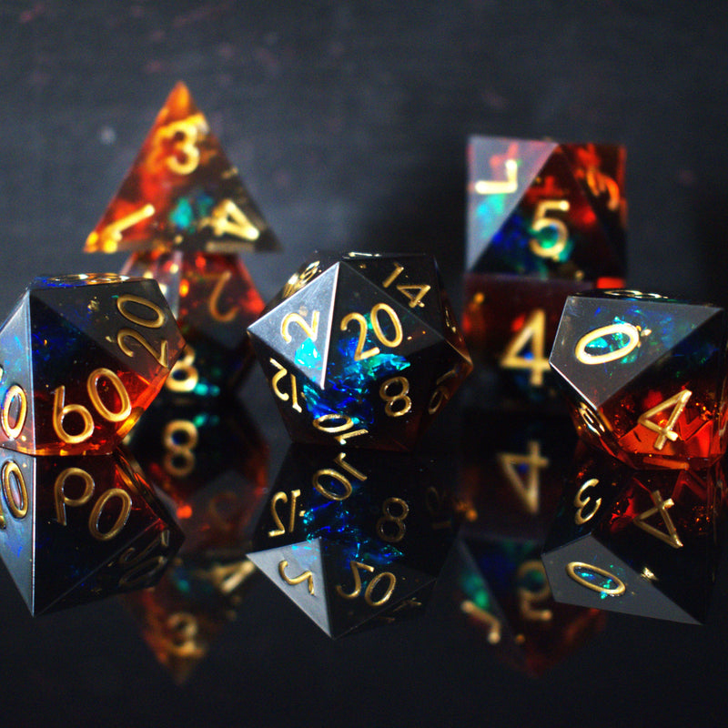 Load image into Gallery viewer, Hellish Rebuke Sharp-Edged Resin Dice Set
