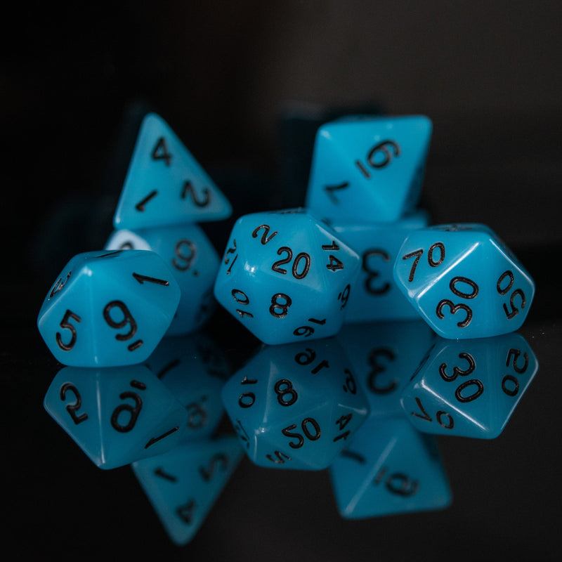 Load image into Gallery viewer, Neon Blue Acrylic Dice Set
