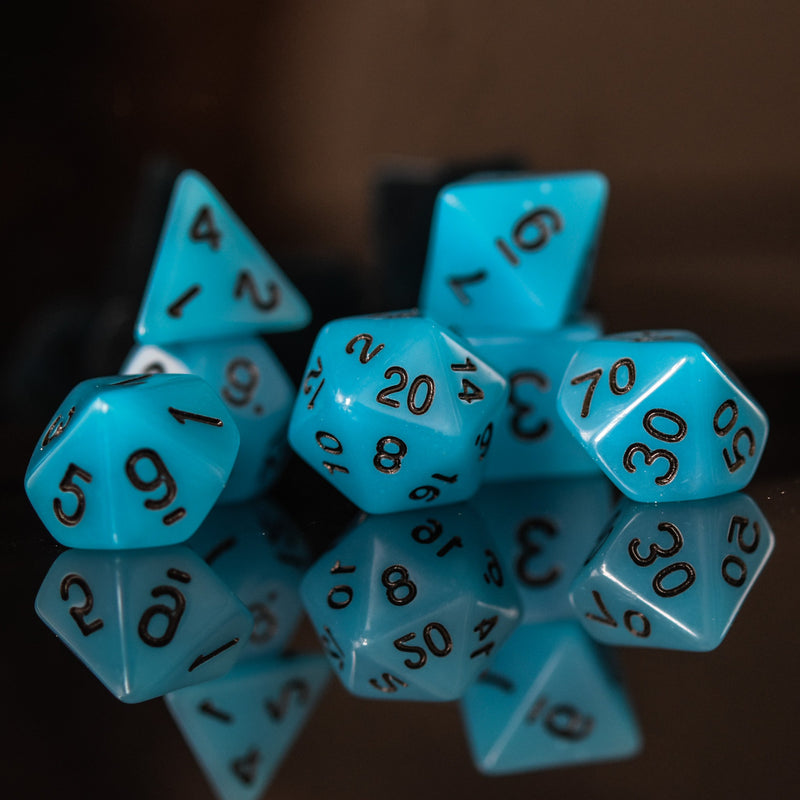 Load image into Gallery viewer, Neon Blue Acrylic Dice Set
