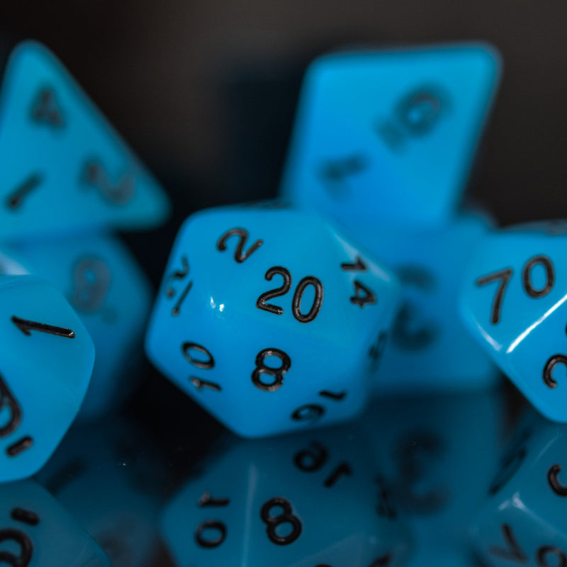 Load image into Gallery viewer, Neon Blue Acrylic Dice Set
