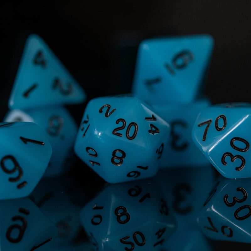 Load image into Gallery viewer, Neon Blue Acrylic Dice Set
