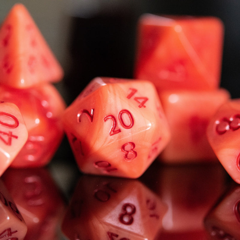 Load image into Gallery viewer, Strawberry Sherbet Acrylic Dice Set
