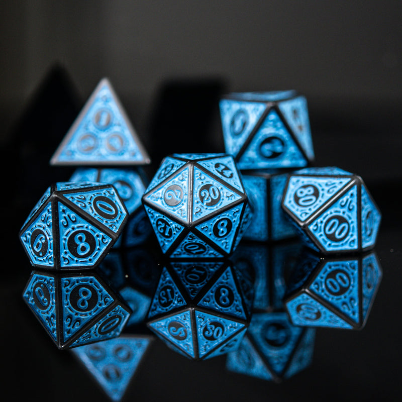 Load image into Gallery viewer, Temple Ruins Blue Acrylic Dice Set
