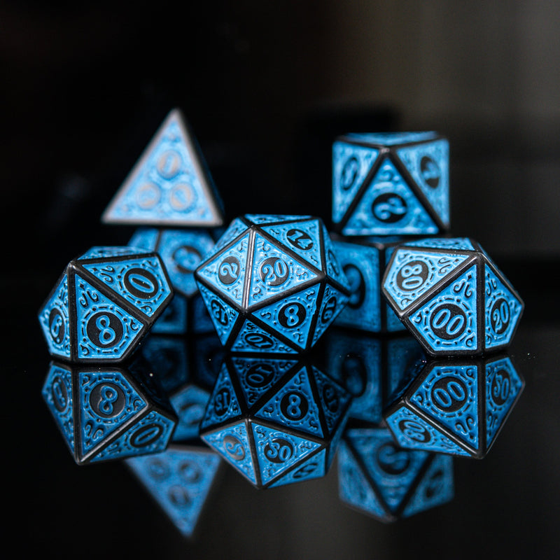 Load image into Gallery viewer, Temple Ruins Blue Acrylic Dice Set
