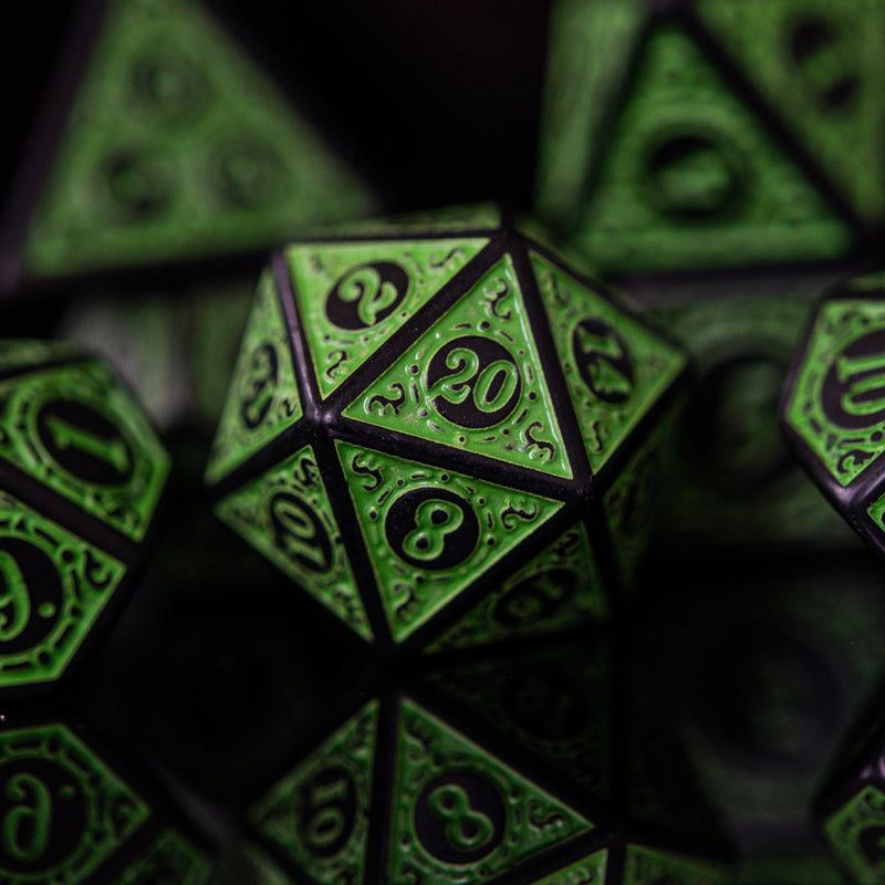 Load image into Gallery viewer, Temple Ruins Green Acrylic Dice Set
