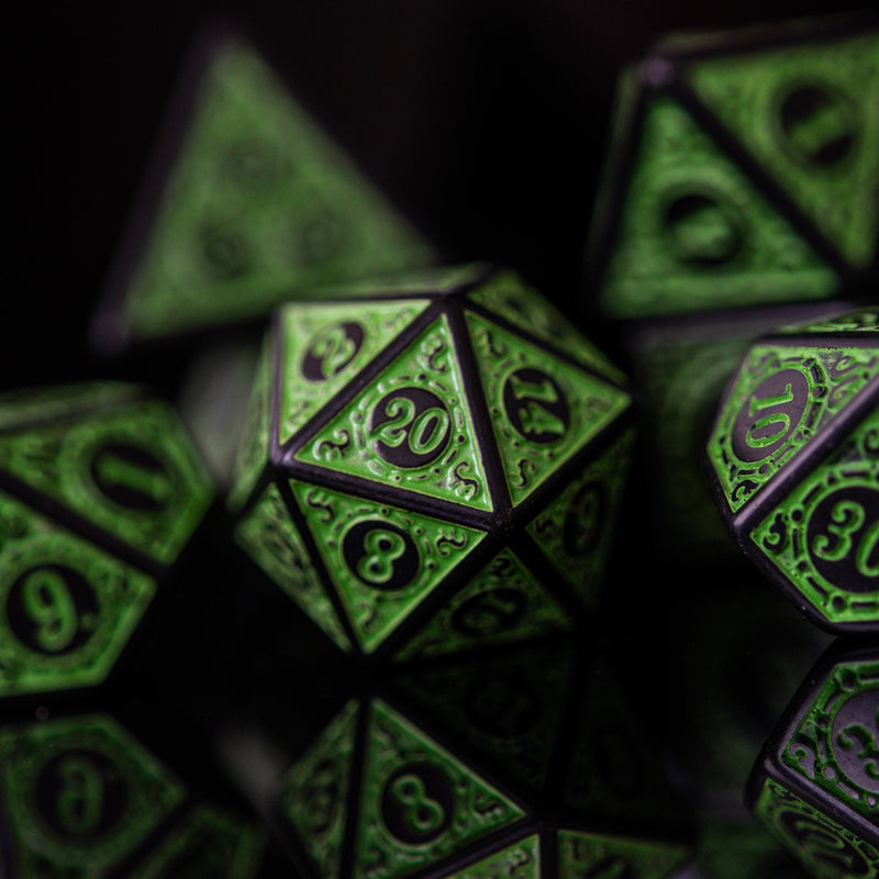 Load image into Gallery viewer, Temple Ruins Green Acrylic Dice Set
