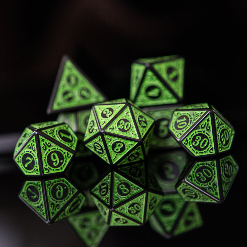 Load image into Gallery viewer, Temple Ruins Green Acrylic Dice Set
