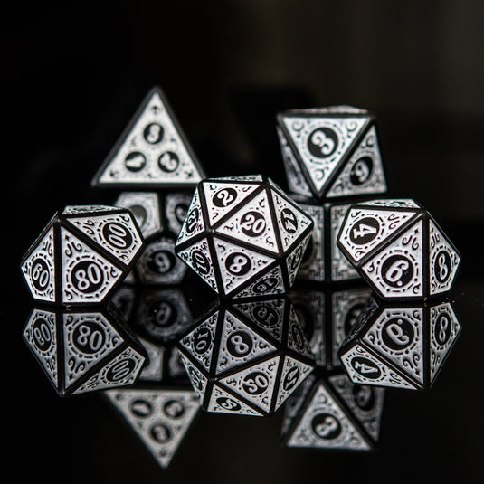 Temple Ruins White Acrylic Dice Set