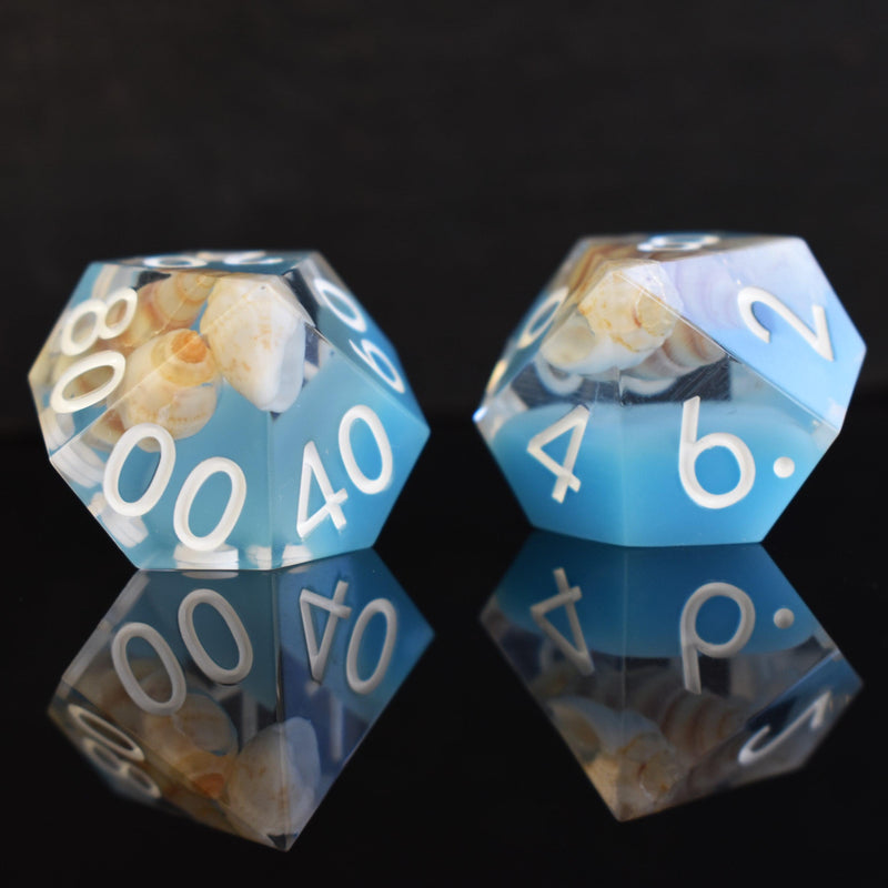 Load image into Gallery viewer, Tide Pool Sharp-Edged Resin Dice Set
