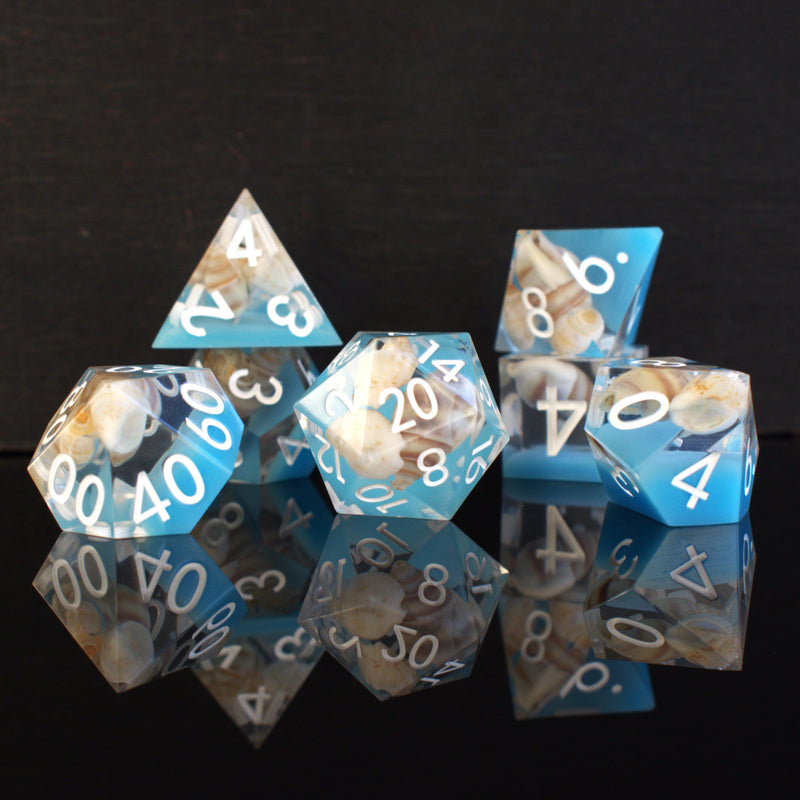 Load image into Gallery viewer, Tide Pool Sharp-Edged Resin Dice Set
