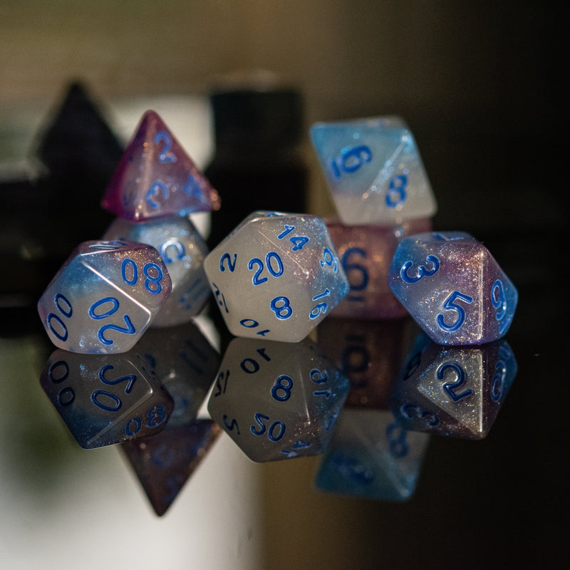 Load image into Gallery viewer, Unicorn Nebula Acrylic Dice Set
