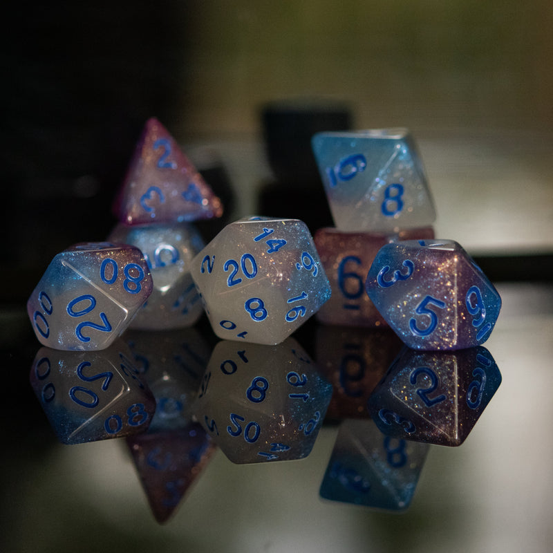 Load image into Gallery viewer, Unicorn Nebula Acrylic Dice Set
