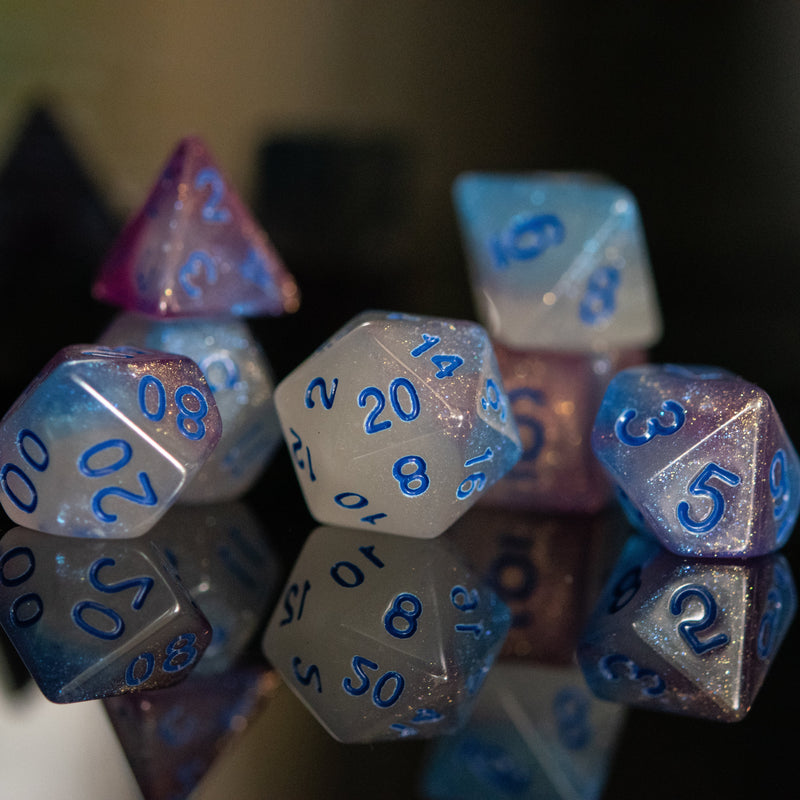 Load image into Gallery viewer, Unicorn Nebula Acrylic Dice Set
