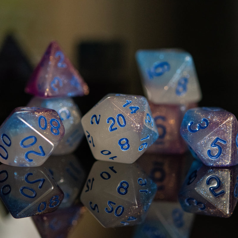 Load image into Gallery viewer, Unicorn Nebula Acrylic Dice Set
