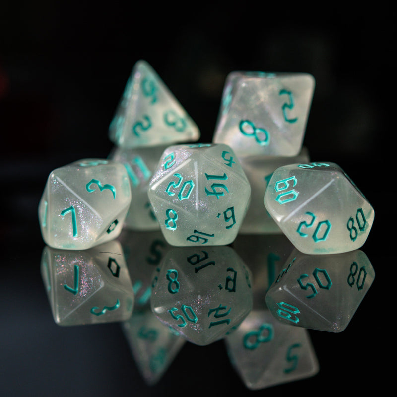 Load image into Gallery viewer, Unicorn Tears (Aqua) Acrylic Dice Set
