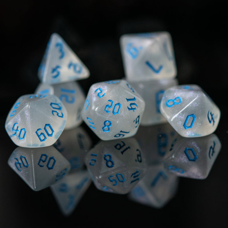 Load image into Gallery viewer, Unicorn Tears (Blue) Acrylic Dice Set
