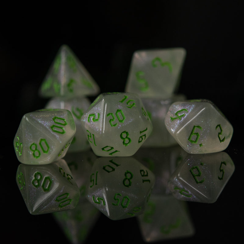 Load image into Gallery viewer, Unicorn Tears (Green) Acrylic Dice Set
