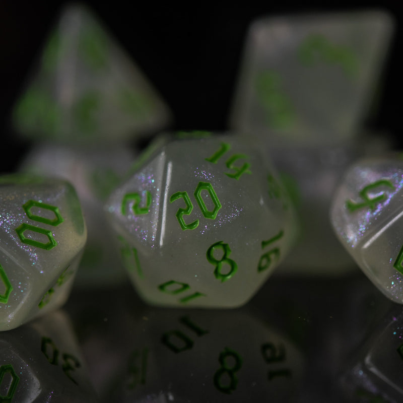 Load image into Gallery viewer, Unicorn Tears (Green) Acrylic Dice Set
