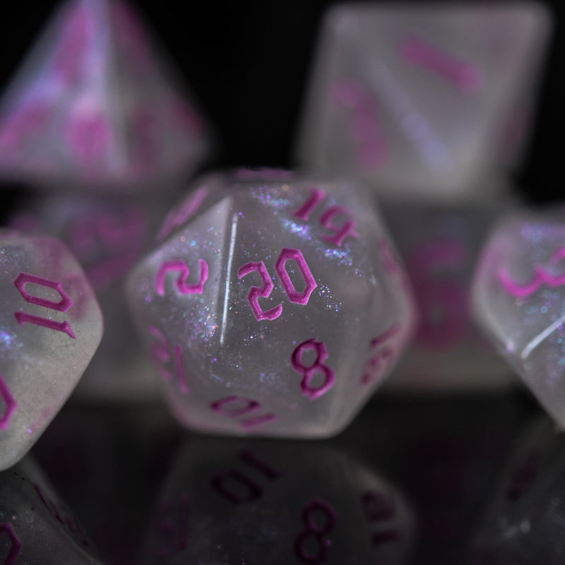 Load image into Gallery viewer, Unicorn Tears (Pink) Acrylic Dice Set
